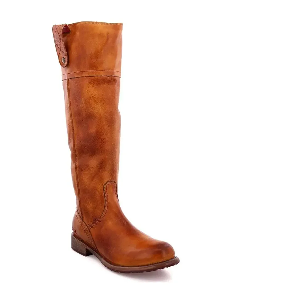 Bed Stu Jacqueline Riding Boots Pecan Rustic Brown Leather Knee Tall Sz‎ 7